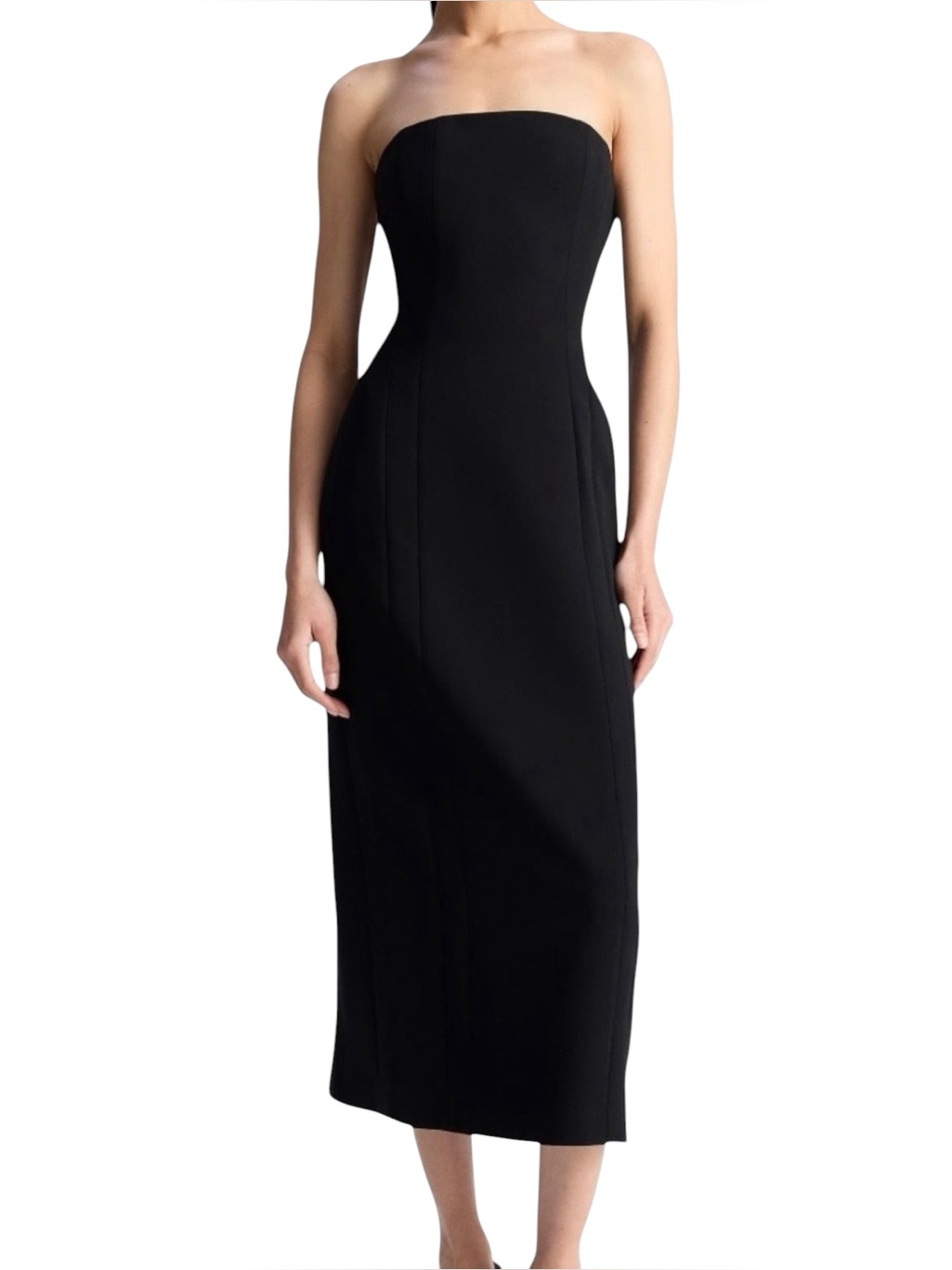 A.L.C. Elizabeth Crepe Strapless Inner Corset Column Midi Dress, Size 10